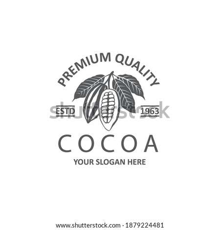 label of cocoa beans isolated on white background