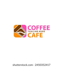 label coffee cup icon square symbol logo desain vector