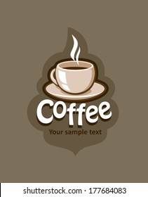 Label with coffee cup, vector illustration