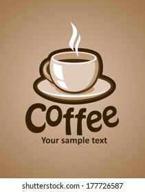 Label with coffee cup, vector illustration