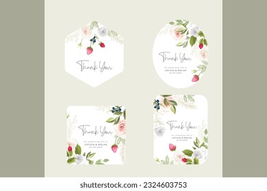 label collection with beautiful floral wreath