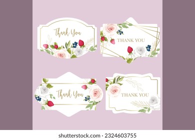 label collection with beautiful floral wreath