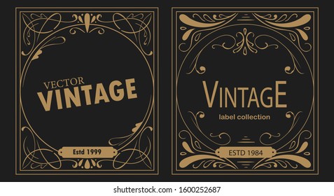 Label collection with vintage style Full Vector
