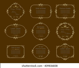 Label collections, frame floral gold set