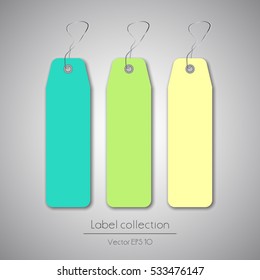 Label color hanging tag collection illustration on gray background
