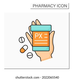 Label color icon.Short information about pills. Receipt. Pharmacy concept. Isolated vector illustration