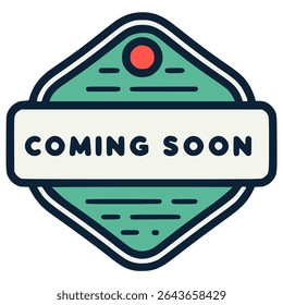 label coming soon sticker flat color vector illustration template design