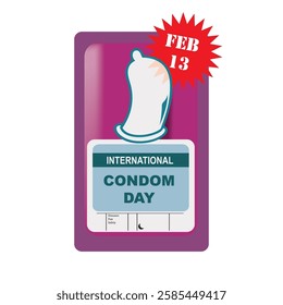 Label commercial International Condom Day, vector illustration