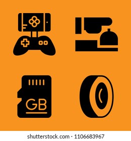 label, company, man and sd icons set. Vector illustration for web and design
