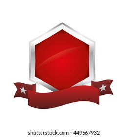 Label concept represented by frame with ribbon icon. Isolated and flat illustration 