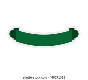 label concept represented by green ribbon icon. isolated and flat illustration 