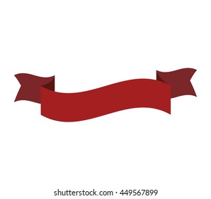 Label concept represented by red ribbon icon. Isolated and flat illustration 