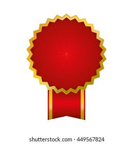 Label concept represented by seal stamp with ribbon icon. Isolated and flat illustration 