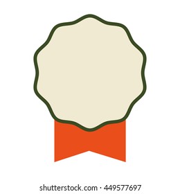 Label concept represented by seal stamp with ribbon icon. Isolated and flat illustration 