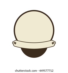 Label concept represented by seal stamp with ribbon icon. Isolated and flat illustration 