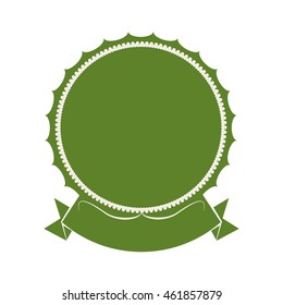 Label concept represented by seal stamp with ribbon icon. Isolated and flat illustration