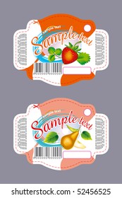 Label for cookies with pear and strawberry