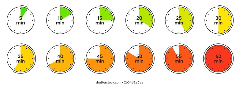 Label Cooking Time. Timer, Clock Isolated Set Stamps. Set of Badges.