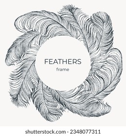 Label, cover pattern with delicate ostrich feathers. 