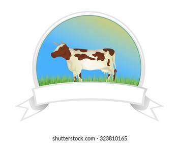 Label with cow