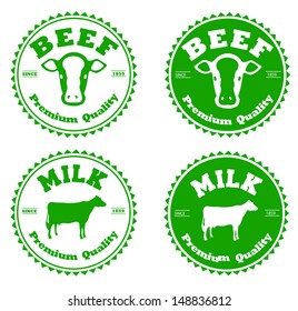 Label cow and milk vector design