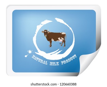 Label with a cow for packaging dairy products.Vector
