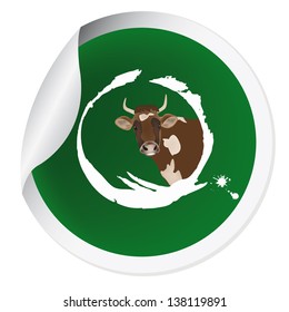 Label with a cow for packaging dairy products.Vector