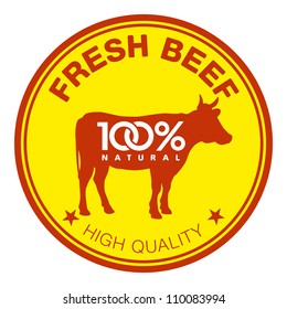 Label with a cow silhouette