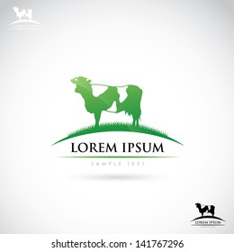 Label with cow - vector illustration