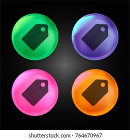 Label crystal ball design icon in green - blue - pink and orange.