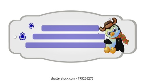label with a cute penguin
