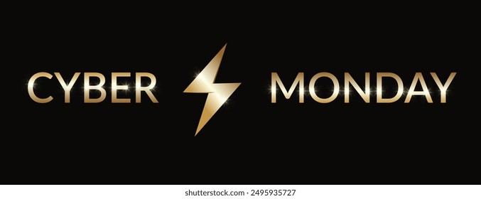 The label of the cyber monday sale.  A golden sign on a black background.  Vector design for banners, posters, postcards about sales or discounts. It can be used in advertising, social media.
