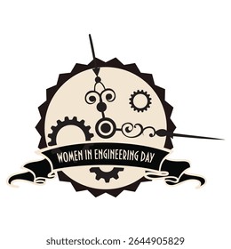 Etiqueta con la fecha Día de la Mujer en la Ingeniería, Ilustración vectorial