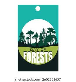 label for Day of Forests, vector illustration