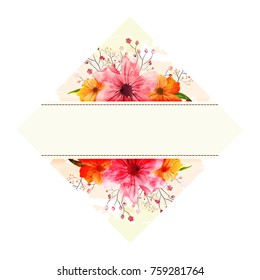 Label decorated with beautiful watercolors flowers and space for your message.