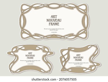 Label, decorative frame, border. Element for design. Template for product label, cosmetic packaging. Easy to edit. Vector illustration. In art nouveau style, vintage, old, retro style.