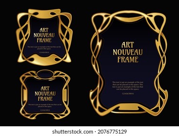 Label, decorative frame, border. Element for design. Template for product label, cosmetic packaging. Vector illustration. In art nouveau style, vintage, in gold colors