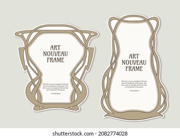 Label, decorative frame, border. Element for design. Template for product label, cosmetic packaging. Easy to edit. Vector illustration. In art nouveau style, vintage, old, retro style.