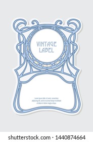 Label, decorative frame, border. Good for product label. with place for text Colored vector illustration. In art nouveau style, vintage, old, retro style. Isolated on white background.	