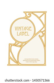 Label, decorative frame, border. Good for product label. with place for text Colored vector illustration. In art nouveau style, vintage, old, retro style. Isolated on white background.	