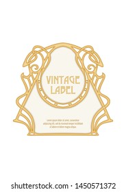 Label, decorative frame, border. Good for product label. with place for text Colored vector illustration. In art nouveau style, vintage, old, retro style. Isolated on white background.	