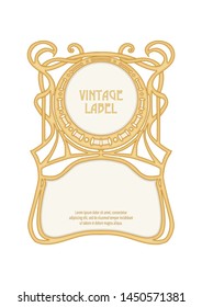 Label, decorative frame, border. Good for product label. with place for text Colored vector illustration. In art nouveau style, vintage, old, retro style. Isolated on white background.	
