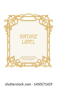 Label, decorative frame, border. Good for product label. with place for text Colored vector illustration. In art nouveau style, vintage, old, retro style. Isolated on white background.	