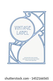 Label, decorative frame, border. Good for product label. with place for text Colored vector illustration. In art nouveau style, vintage, old, retro style. Isolated on white background.	