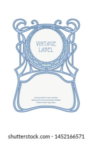 Label, decorative frame, border. Good for product label. with place for text Colored vector illustration. In art nouveau style, vintage, old, retro style. Isolated on white background.	