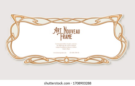 Label, decorative frame, border. Tamplate good for product label with place for text Colored vector illustration in art nouveau style, vintage, old, retro style.