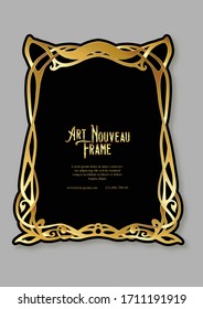 Etiqueta, marco decorativo, borde. Tamplate es bueno para la etiqueta de producto con lugar para la ilustración vectorial de color en estilo Art Nouveau, vintage, antiguo, estilo retro. En colores dorado y negro.