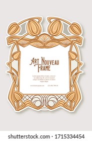 Label, decorative frame, border. Tamplate good for product label with place for text Colored vector illustration in art nouveau style, vintage, old, retro style.