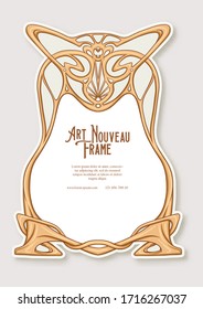 Label, decorative frame, border. Tamplate good for product label with place for text Colored vector illustration in art nouveau style, vintage, old, retro style.