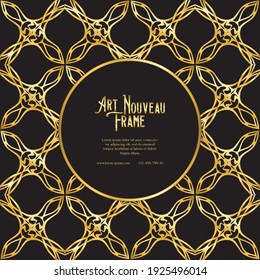 Label, decorative frame, border. Tamplate good for product label with place for text Colored vector illustration in art nouveau style, vintage, old, retro style. In gold and black